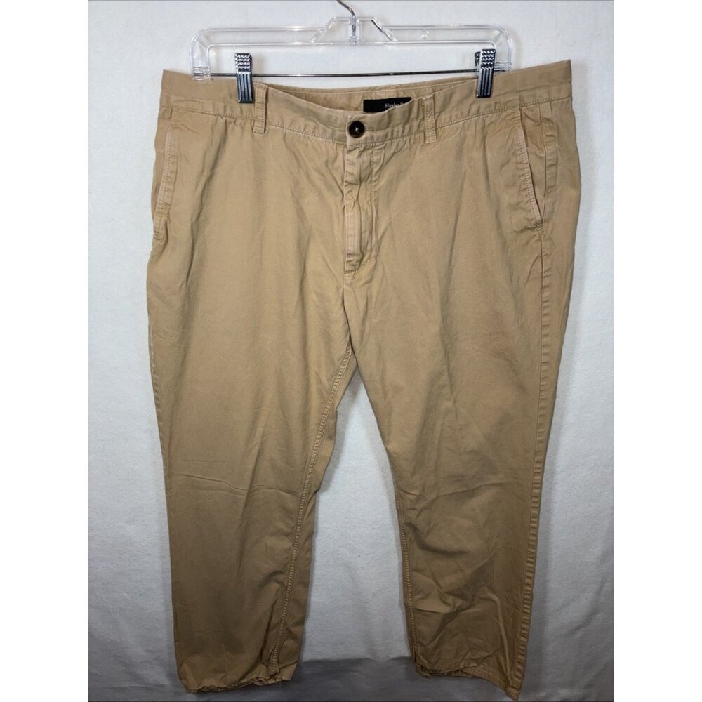 Hawker Rye Pants Mens 38x32Heather Brown Tan Slim Straight Chino Stretch Cotton